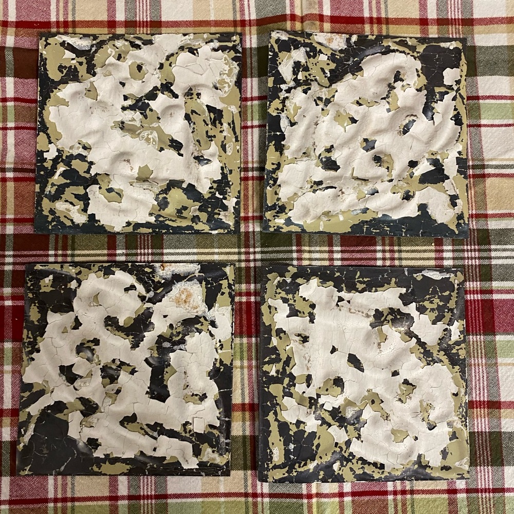 Chippy paint metal ceiling tiles. Vintage -antique